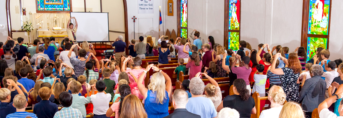 People participating in a church activity