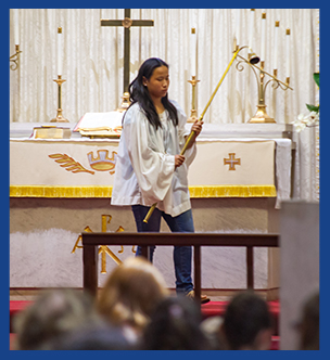 Student participating in a church activity